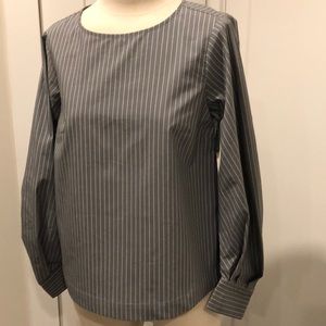 Marled Reunited white and grey pinstripe top